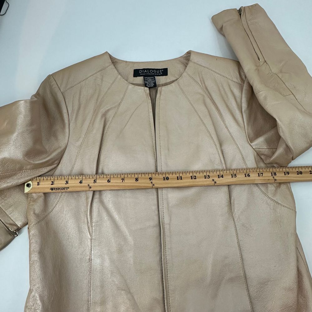 Dialogue New‎ Language Of Style Leather Jacket Champaign Gold Medium - Picture 12 of 12